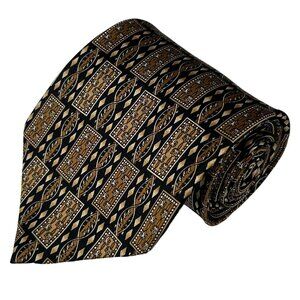 Louis Feraud Men's 100% Silk Black Gold Necktie Tie